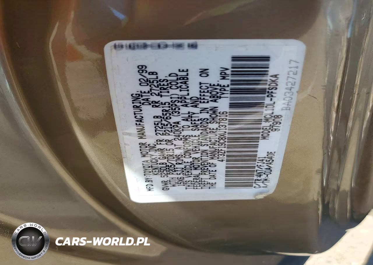 1999 Toyota Sienna Ce VIN:4T3ZF19C8XU137816 - 13