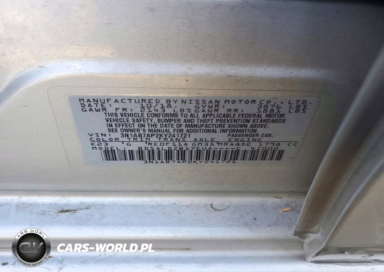2019 Nissan Sentra Sv VIN:3N1AB7AP2KY241721 - 12