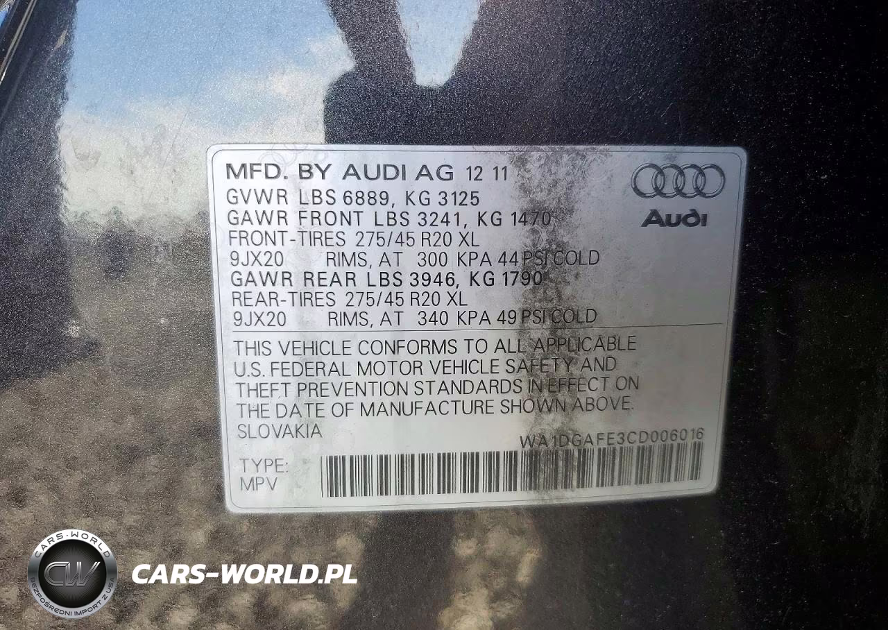 2012 Audi Q7 Prestige VIN:WA1DGAFE3CD006016 - 13