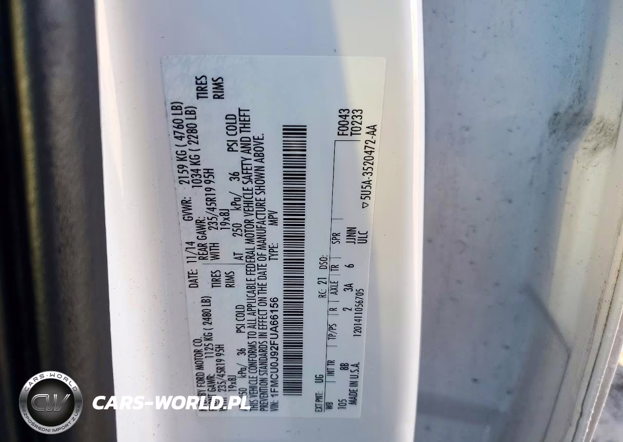 2015 Ford Escape Titanium VIN:1FMCU0J92FUA66156 - 13