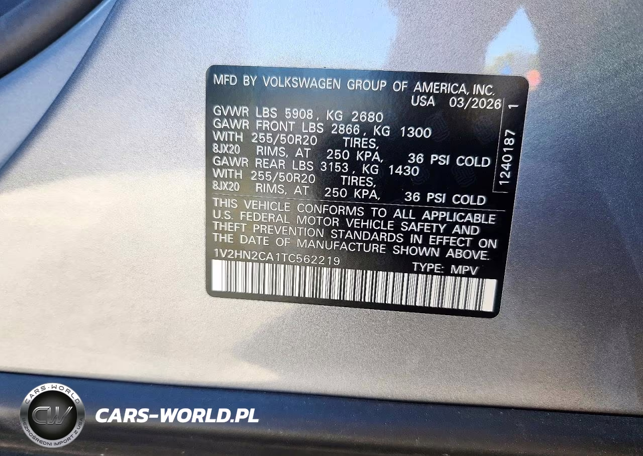 2026 Volkswagen Atlas Se VIN:1V2HN2CA1TC562219 - 13