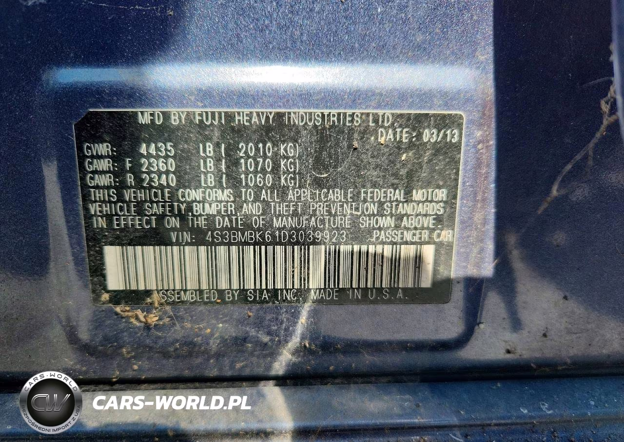 2013 Subaru Legacy 2.5I Limited VIN:4S3BMBK61D3039923 - 12