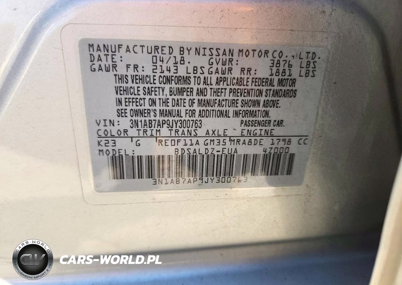 2018 Nissan Sentra Sv VIN:3N1AB7AP9JY300763 - 12
