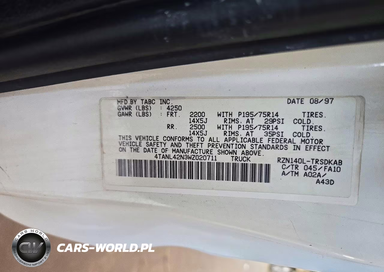 1998 Toyota Tacoma Base VIN:4TANL42N3WZ020711 - 12