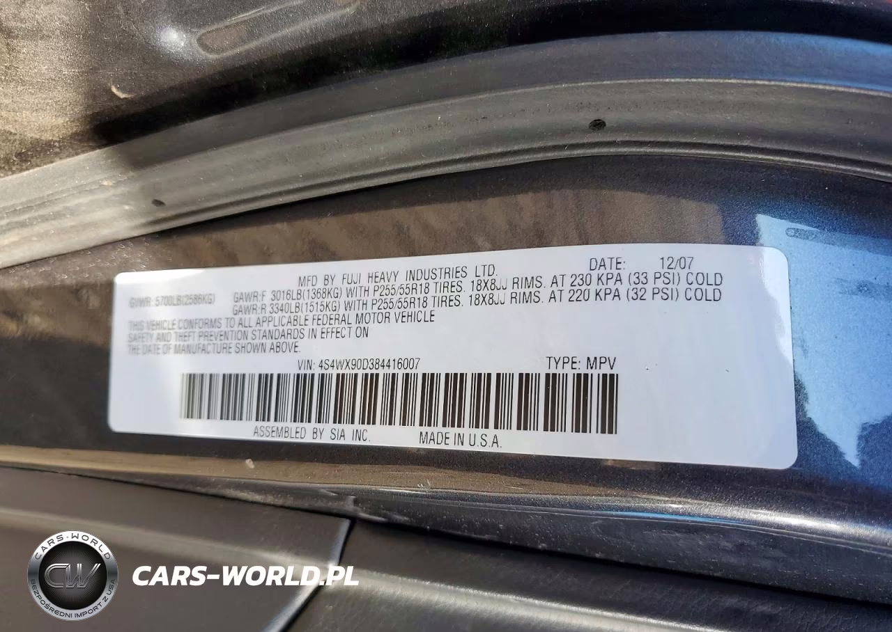 2008 Subaru Tribeca Limited VIN:4S4WX90D384416007 - 13