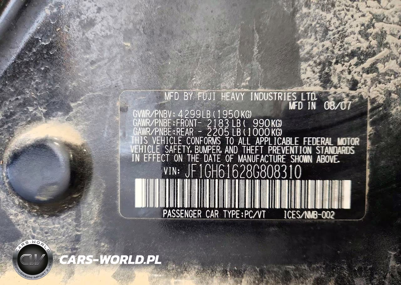 2008 Subaru Impreza 2.5I VIN:JF1GH61628G808310 - 12