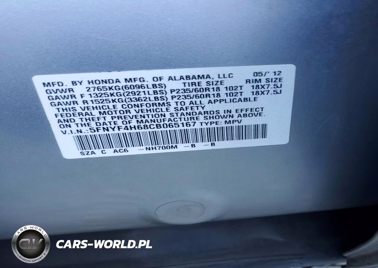 2012 Honda Pilot Exl VIN:5FNYF4H68CB065167 - 13