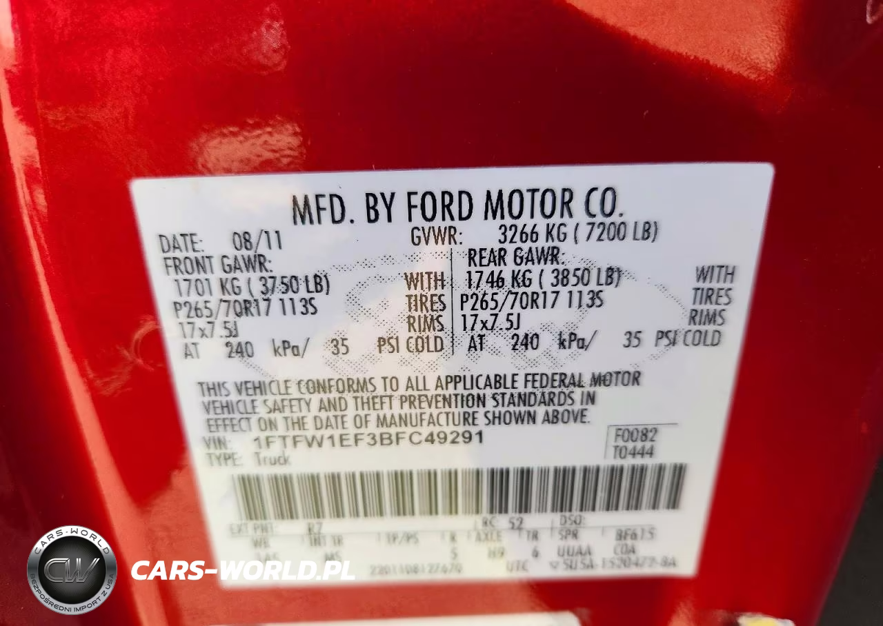 2011 Ford F150 Supercrew VIN:1FTFW1EF3BFC49291 - 12