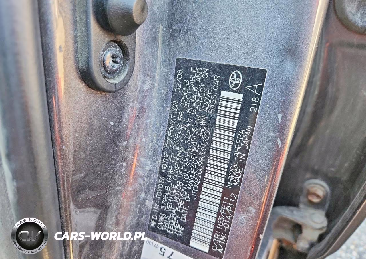 2008 Toyota Prius Base VIN:JTDKB20U983392309 - 12
