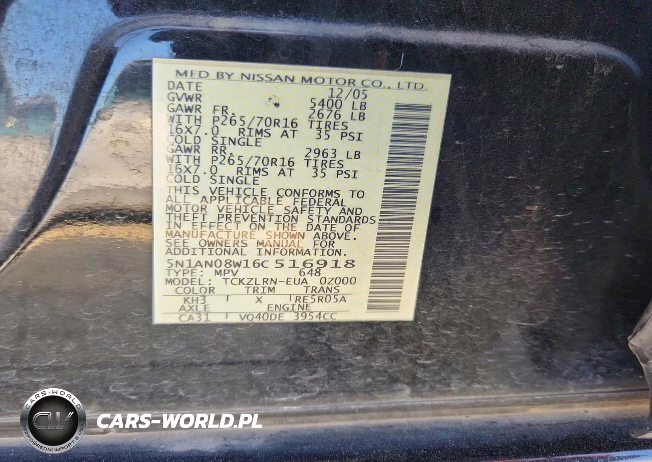 2006 Nissan Xterra X VIN:5N1AN08W16C516918 - 13