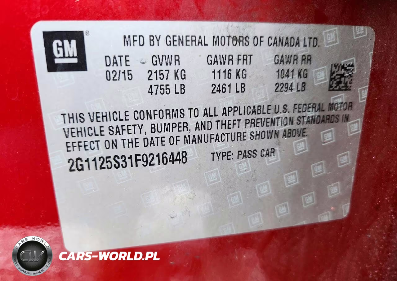 2015 Chevrolet Impala Lt VIN:2G1125S31F9216448 - 12