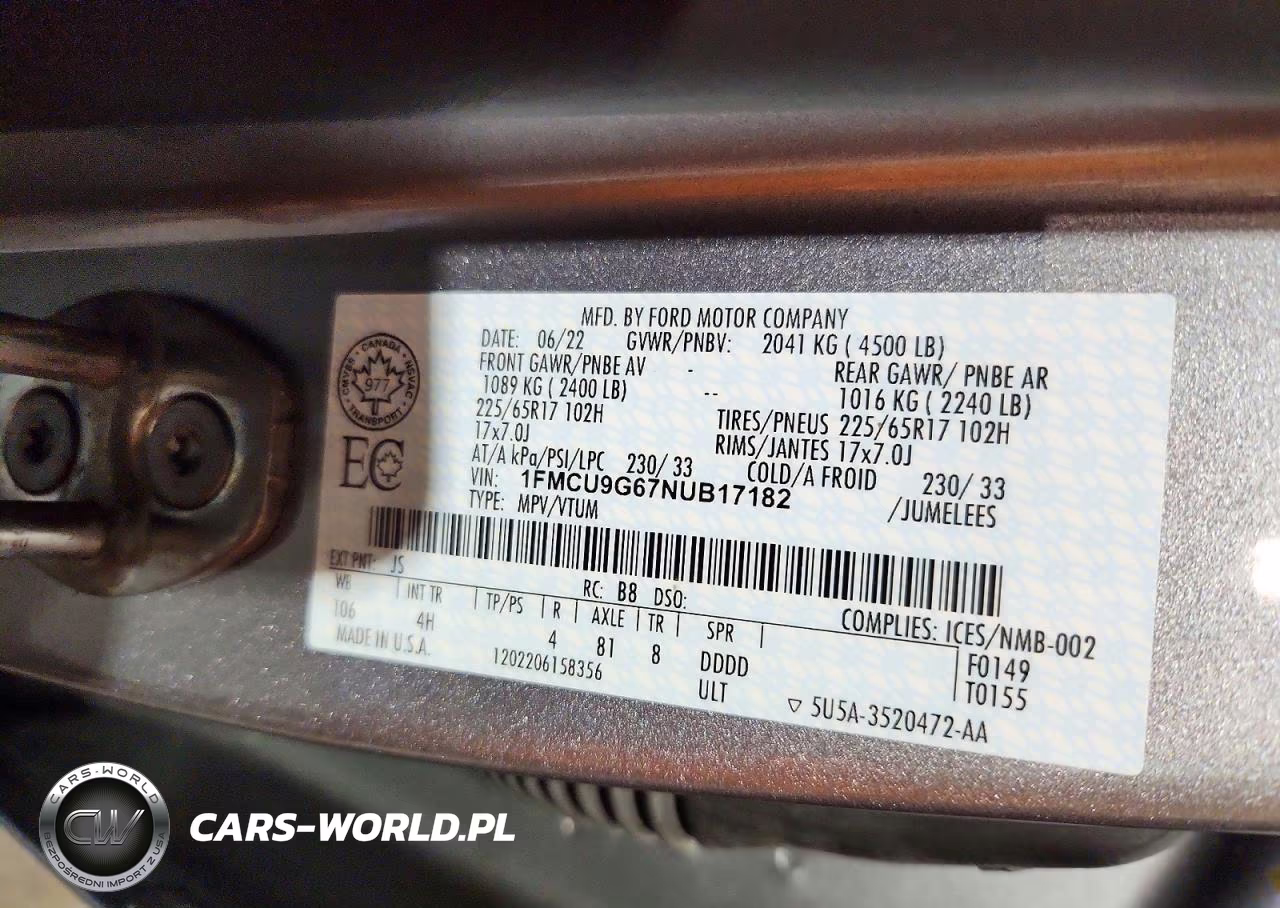 2022 Ford Escape Se VIN:1FMCU9G67NUB17182 - 13