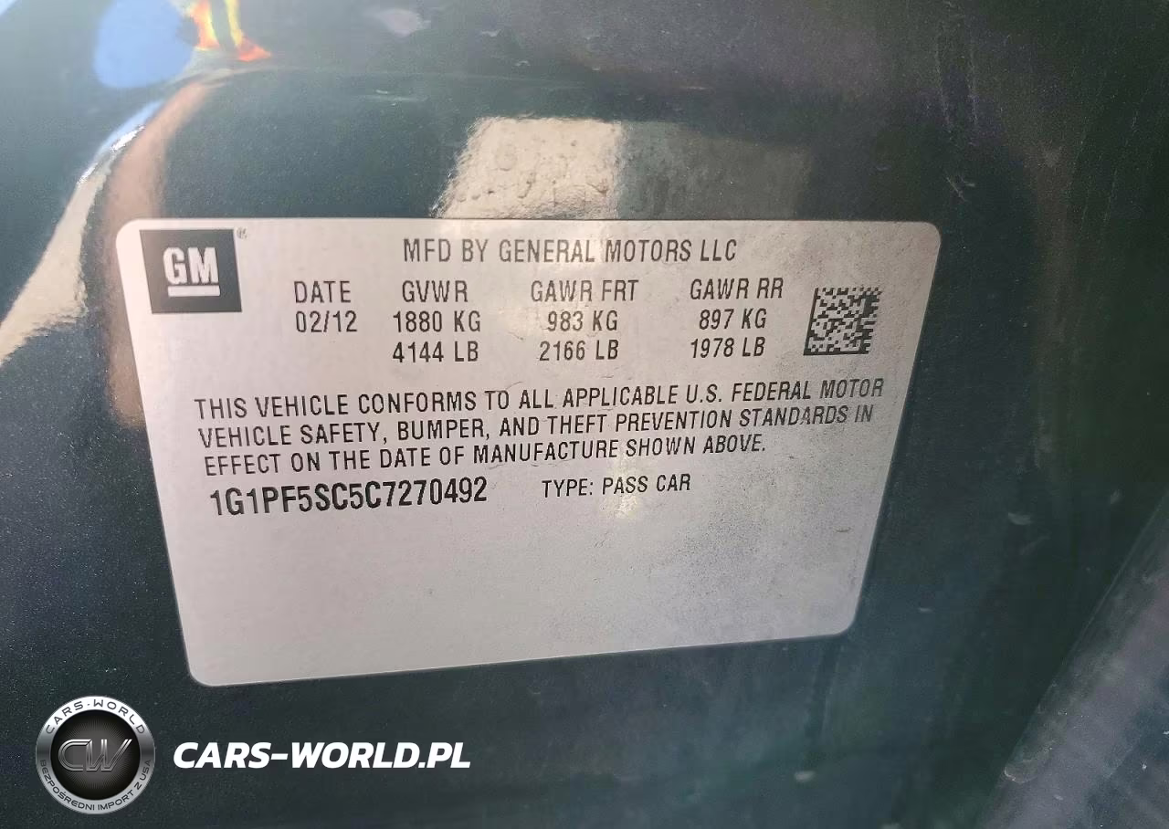 2012 Chevrolet Cruze Lt VIN:1G1PF5SC5C7270492 - 12