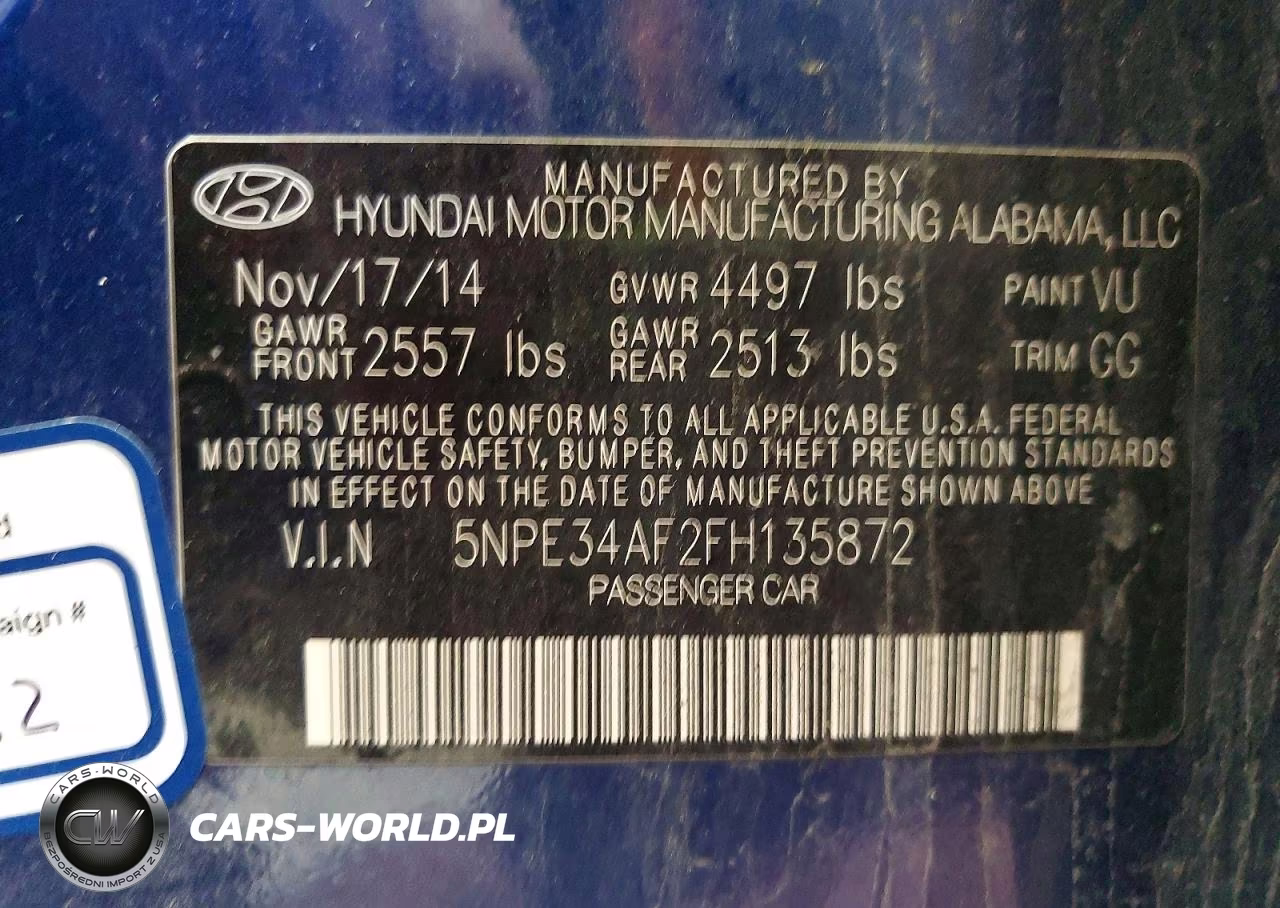 2015 Hyundai Sonata Limited VIN:5NPE34AF2FH135872 - 12