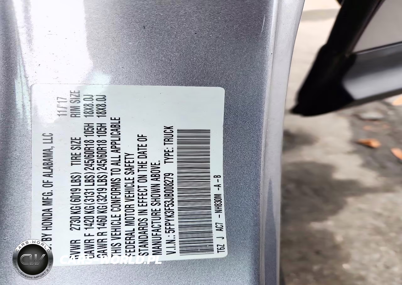 2018 Honda Ridgeline Rtl VIN:5FPYK3F53JB008279 - 12