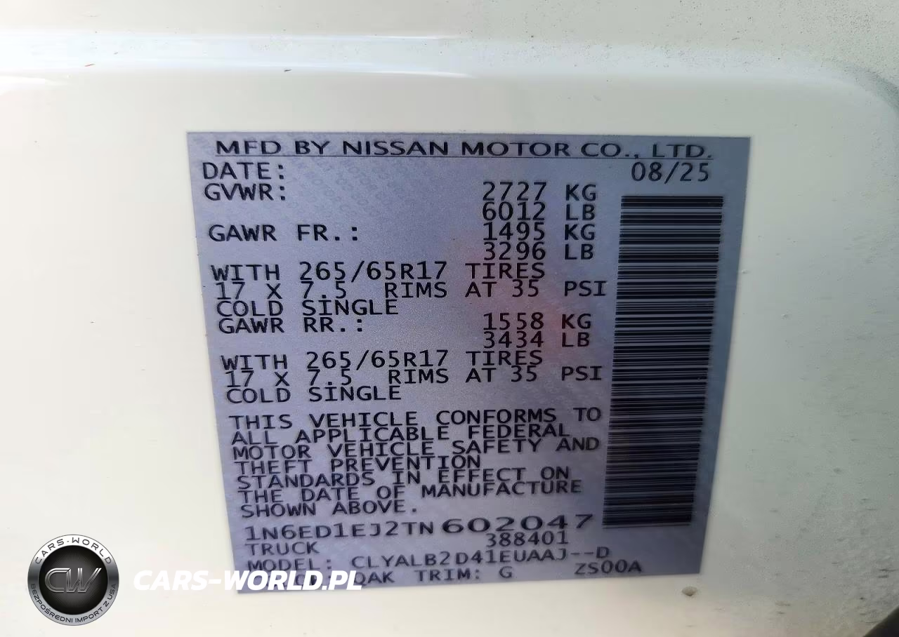 2026 Nissan Frontier Sv 4X2 VIN:1N6ED1EJ2TN602047 - 12
