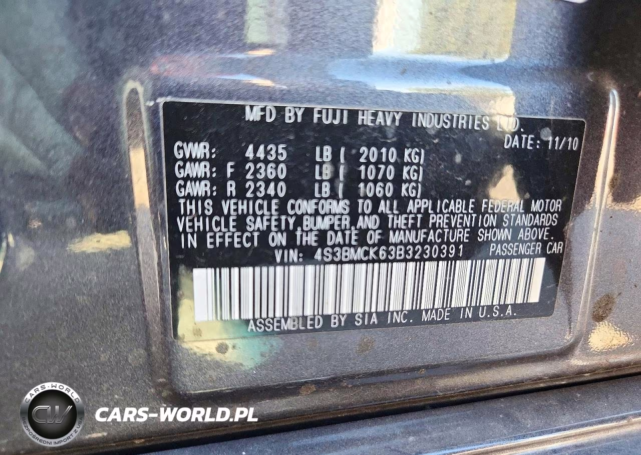 2011 Subaru Legacy 2.5I Limited VIN:4S3BMCK63B3230391 - 13