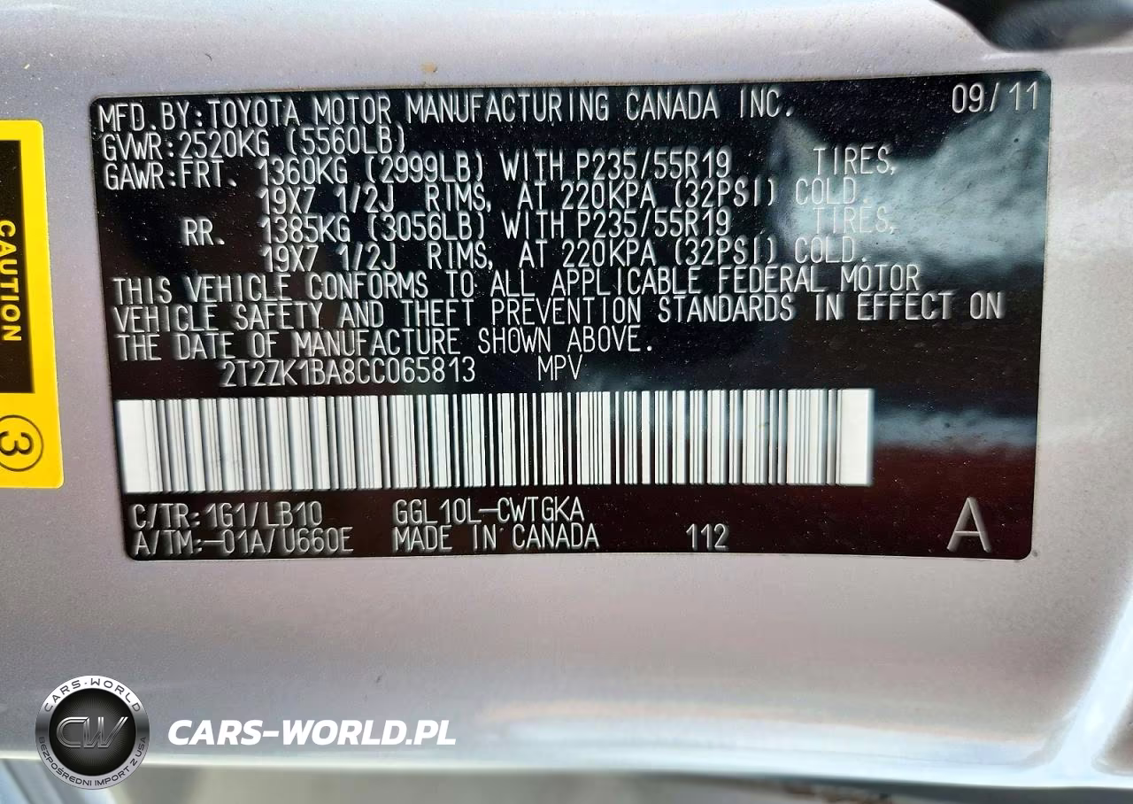 2012 Lexus Rx 350 VIN:2T2ZK1BA8CC065813 - 13
