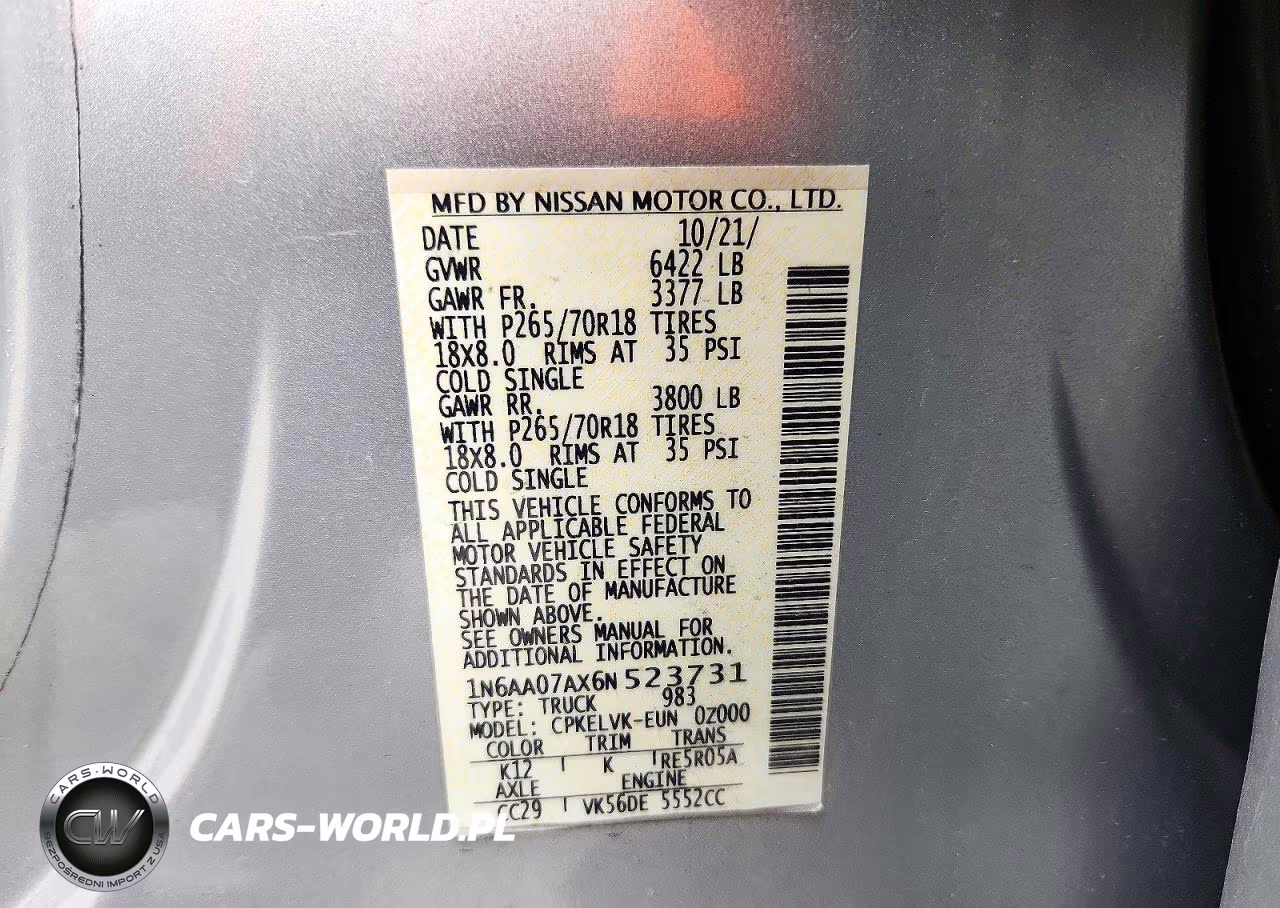2006 Nissan Titan Xe VIN:1N6AA07AX6N523731 - 12