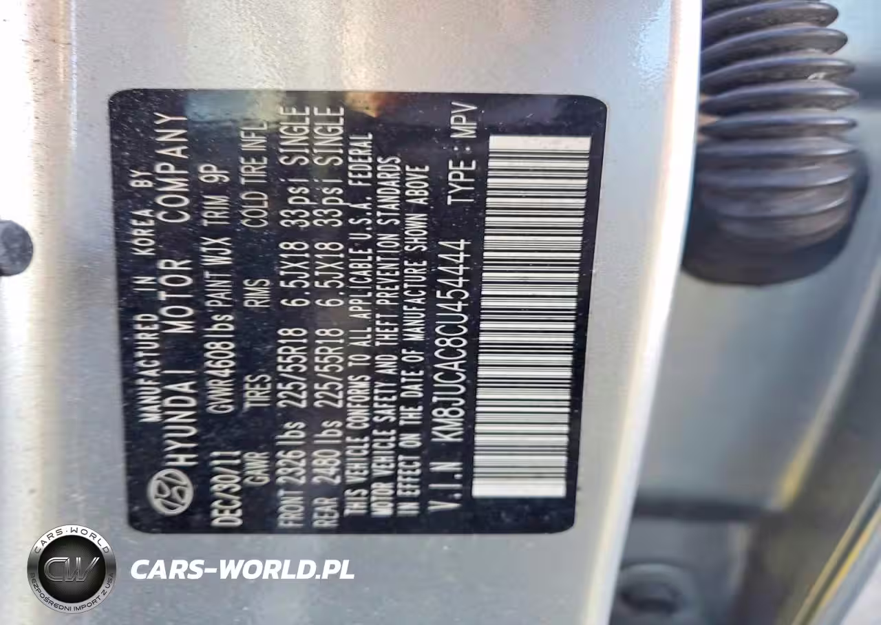 2012 Hyundai Tucson Gls VIN:KM8JUCAC8CU454444 - 13