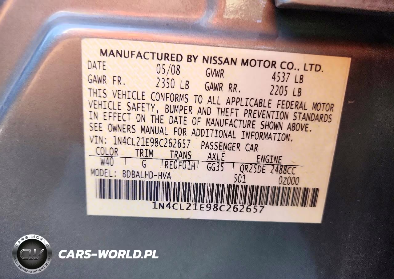 2008 Nissan Altima Hybrid Base VIN:1N4CL21E98C262657 - 12