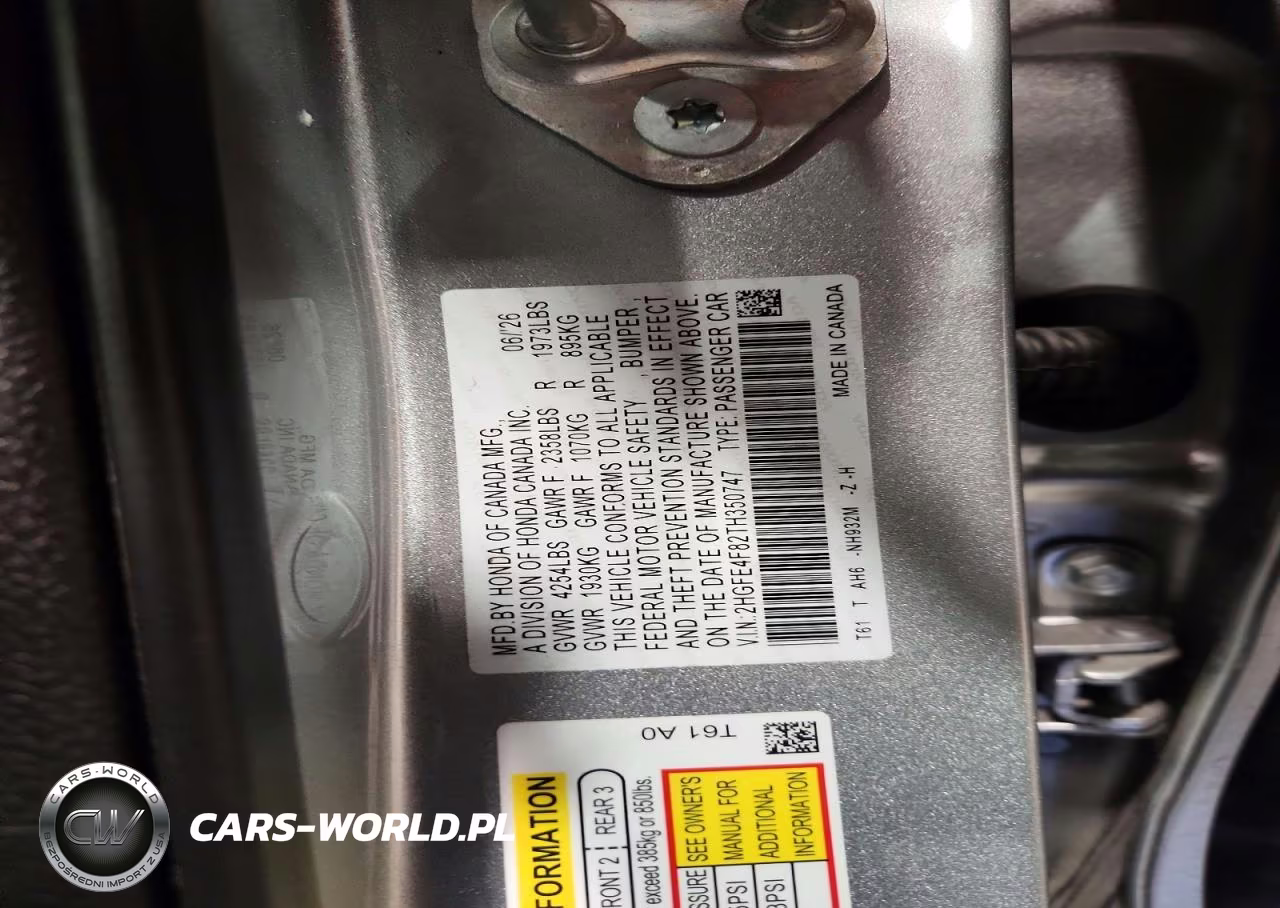 2026 Honda Civic Sport VIN:2HGFE4F82TH350747 - 12