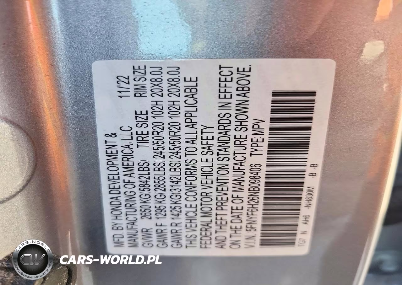 2022 Honda Pilot Se VIN:5FNYF6H26NB098406 - 13