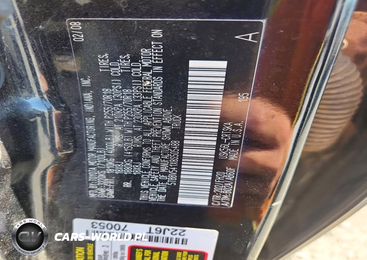 2008 Toyota Tundra Grade VIN:5TBBV541X8S505488 - 12
