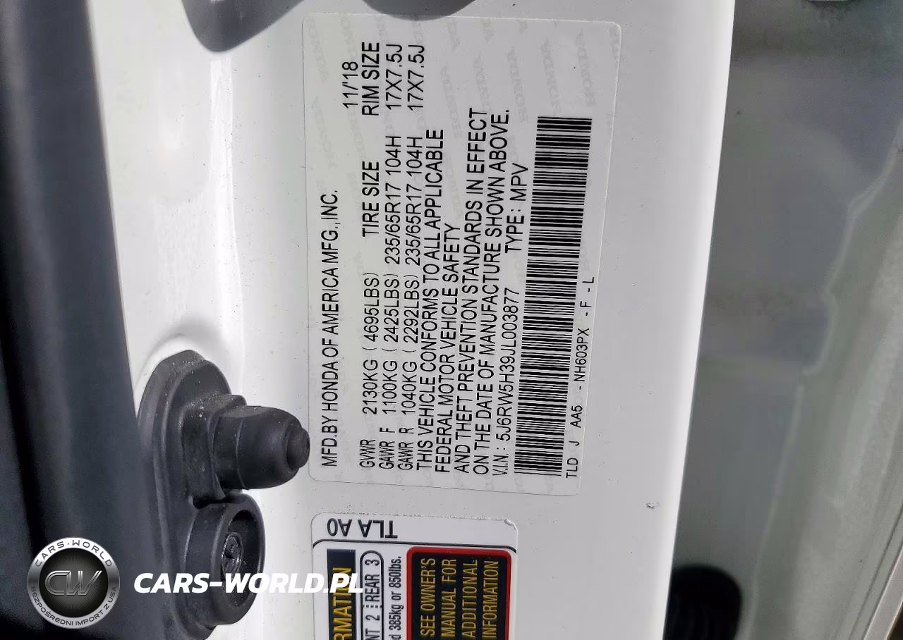 2018 Honda Cr-V Lx VIN:5J6RW5H39JL003877 - 12