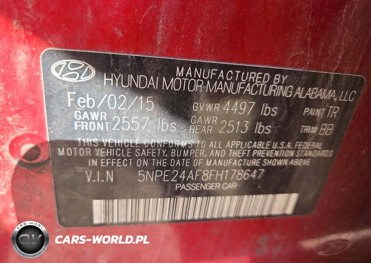 2015 Hyundai Sonata Se VIN:5NPE24AF8FH178647 - 12