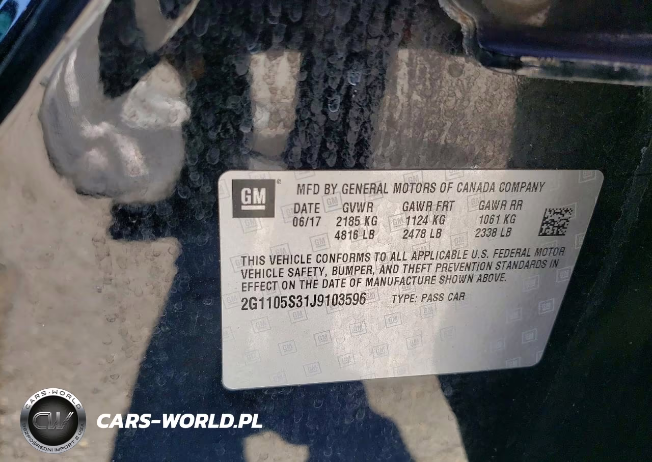 2018 Chevrolet Impala Lt VIN:2G1105S31J9103596 - 12