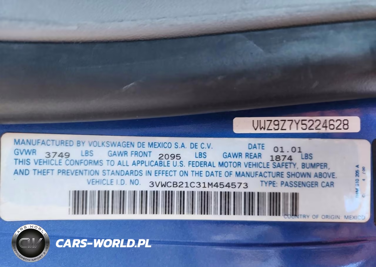 2001 Volkswagen New Beetle Gls VIN:3VWCB21C31M454573 - 13