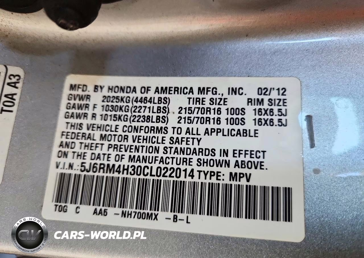 2012 Honda Cr-V Lx VIN:5J6RM4H30CL022014 - 14