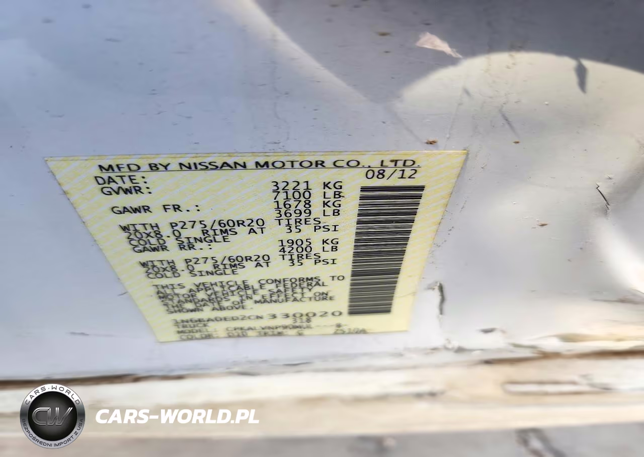 2012 Nissan Titan Sv VIN:1N6BA0ED2CN330020 - 12