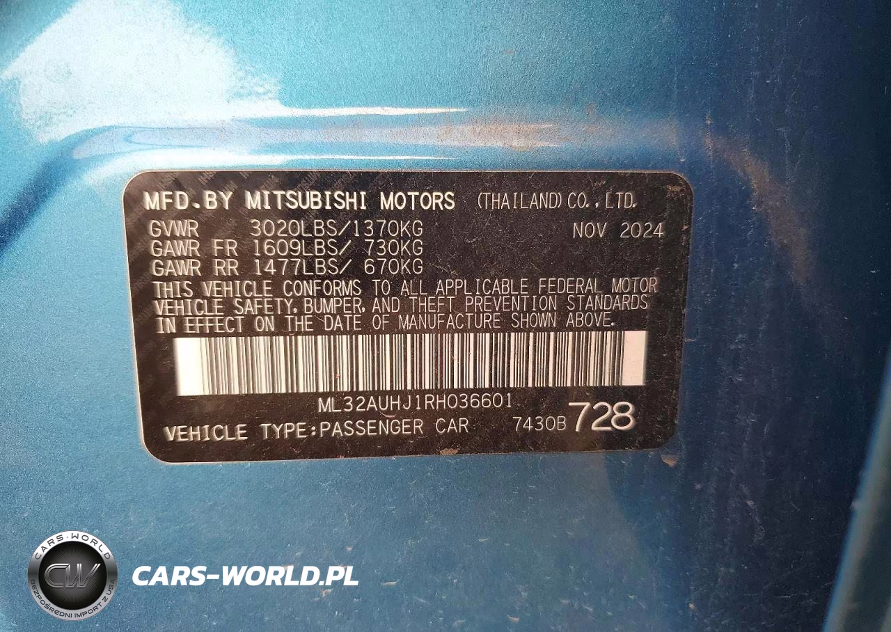 2024 Mitsubishi Mirage Es VIN:ML32AUHJ1RH036601 - 12