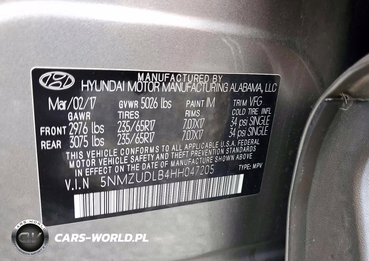 2017 Hyundai Santa Fe Sport 2.4L VIN:5NMZUDLB4HH047205 - 13