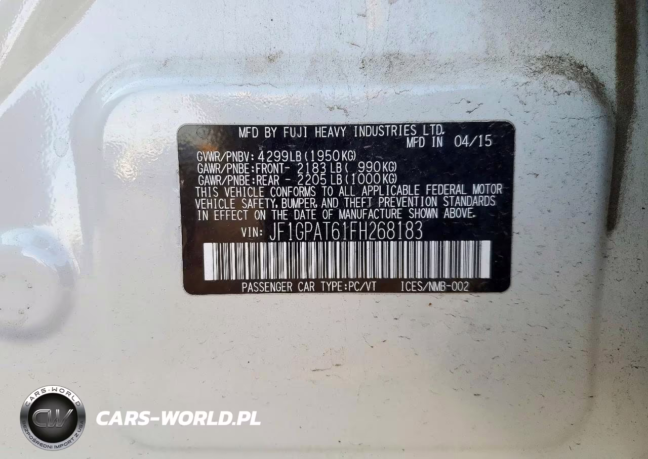 2015 Subaru Impreza Sport VIN:JF1GPAT61FH268183 - 12