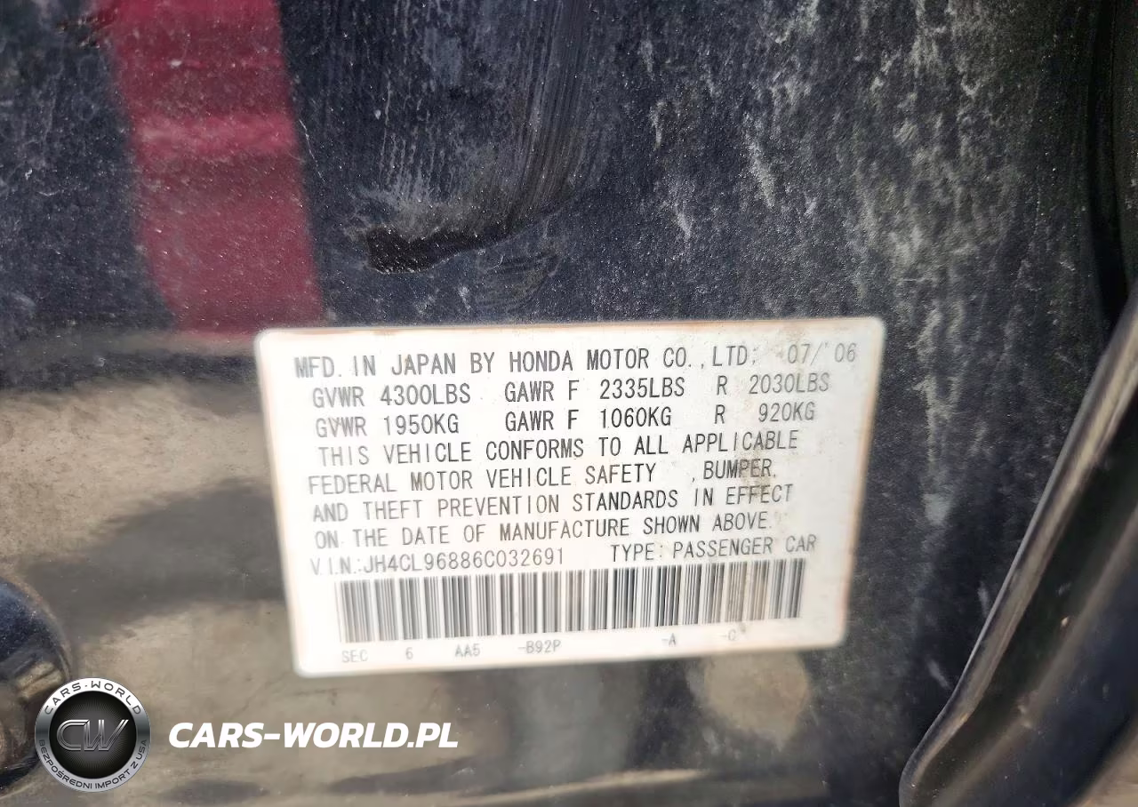 2006 Acura Tsx VIN:JH4CL96886C032691 - 12