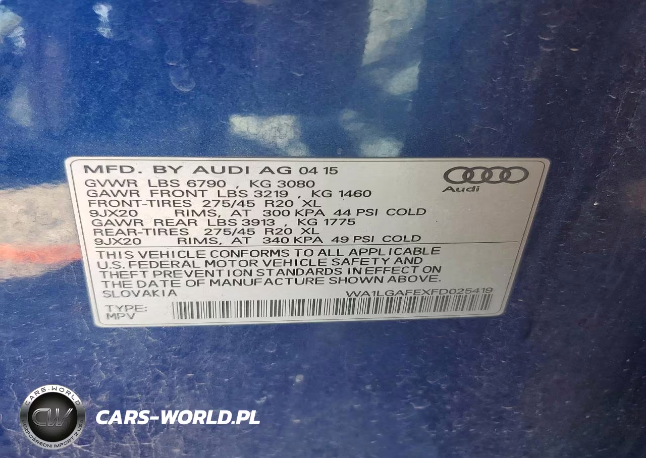 2015 Audi Q7 Premium Plus VIN:WA1LGAFEXFD025419 - 13