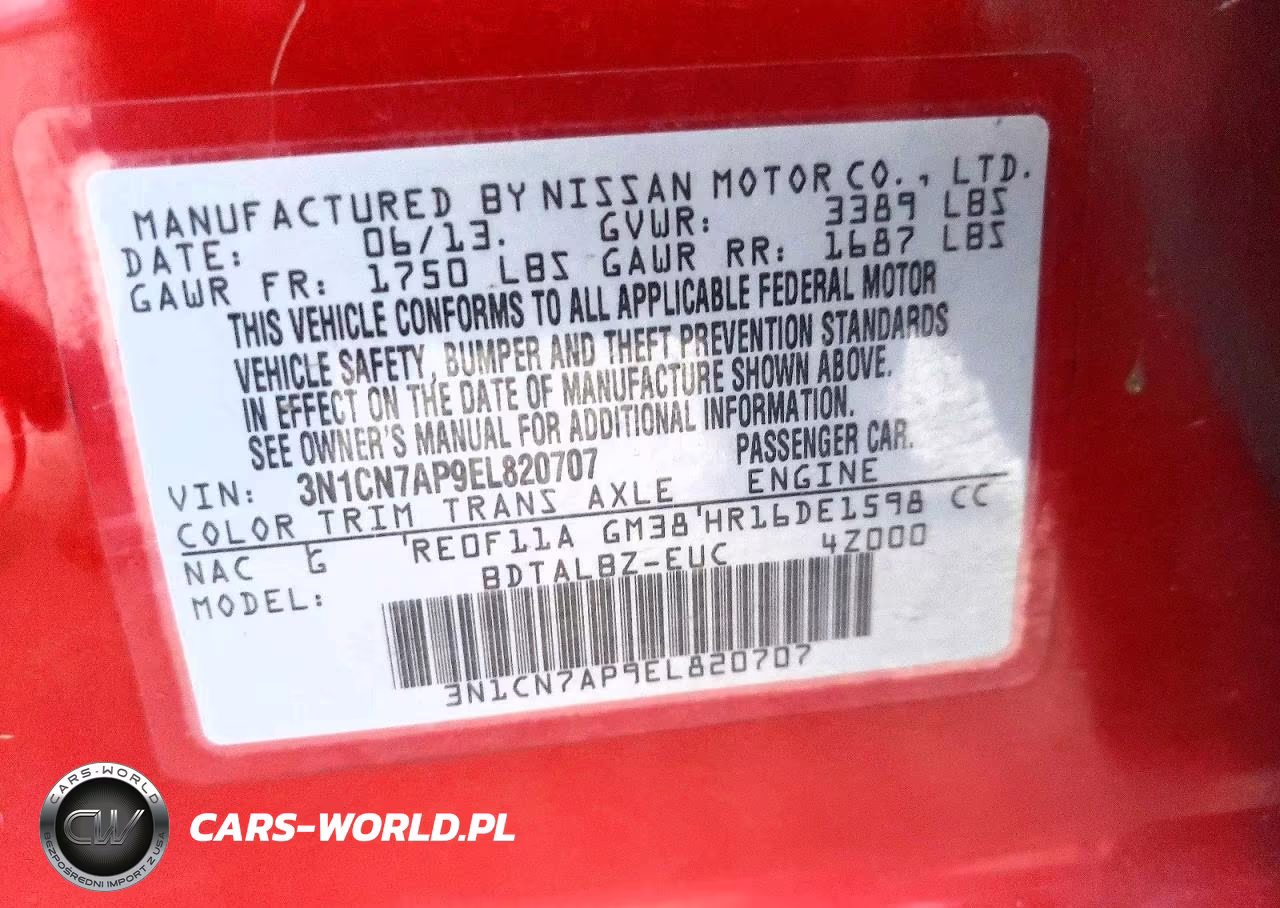 2014 Nissan Versa S VIN:3N1CN7AP9EL820707 - 13
