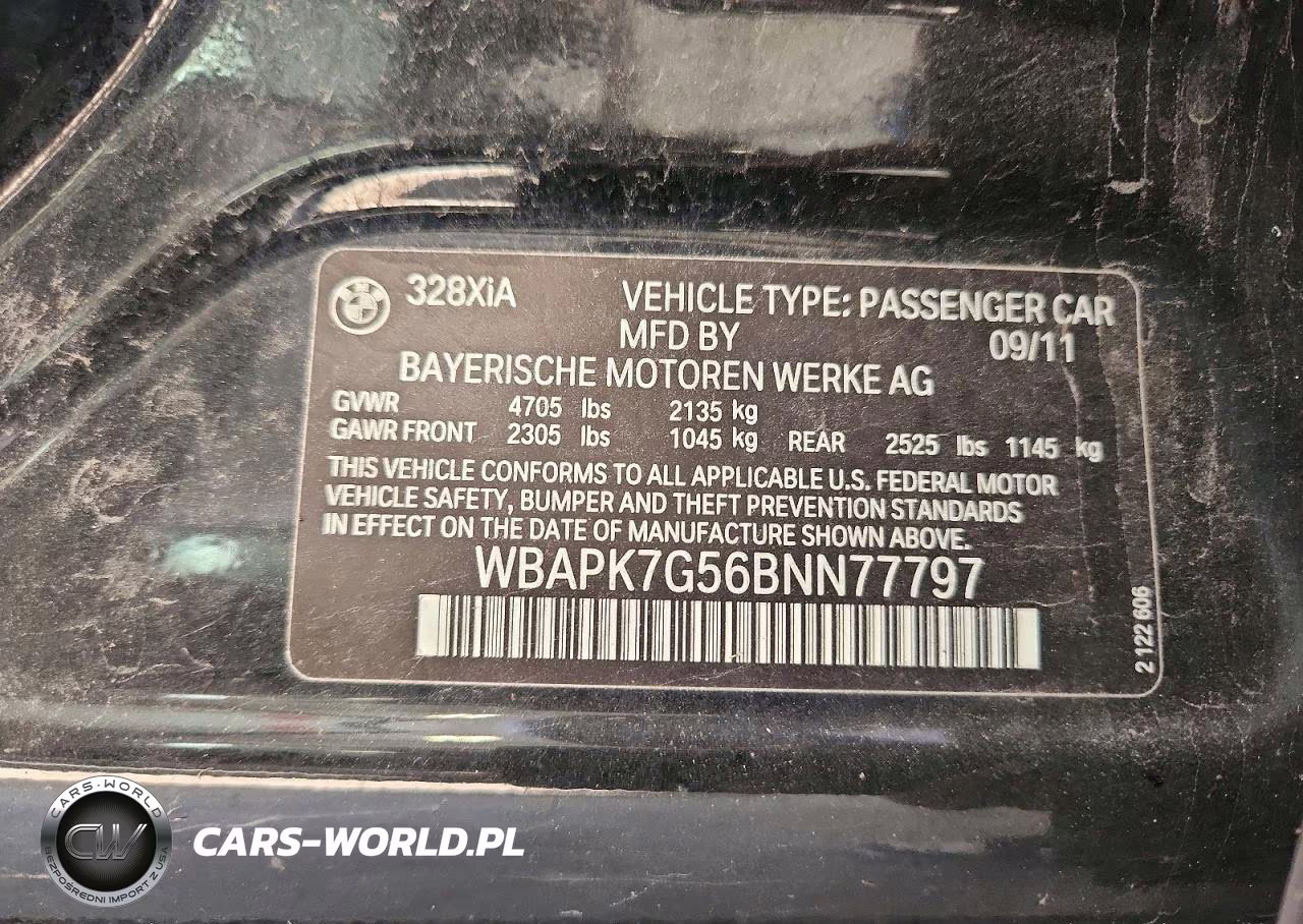 2011 BMW 328 Xi VIN:WBAPK7G56BNN77797 - 12