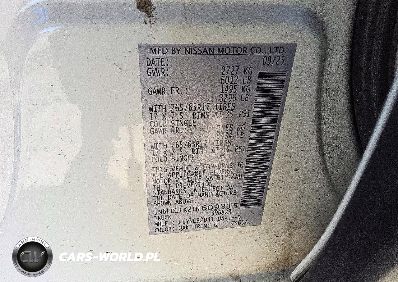2026 Nissan Frontier Sv VIN:1N6ED1EK2TN609315 - 12
