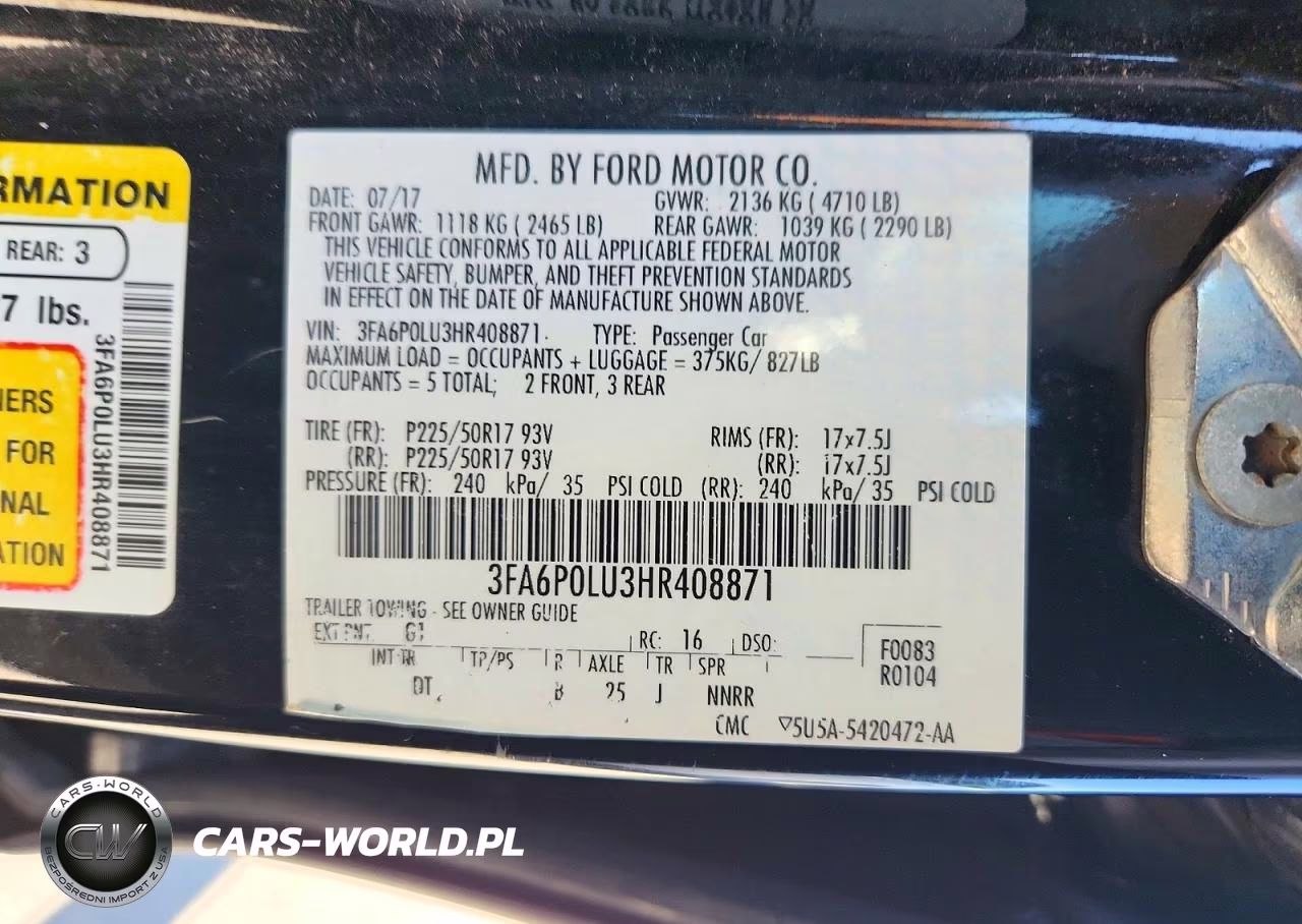 2017 Ford Fusion Se Hybrid VIN:3FA6P0LU3HR408871 - 12