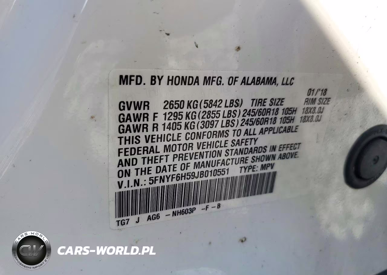 2018 Honda Pilot Exl VIN:5FNYF6H59JB010551 - 13