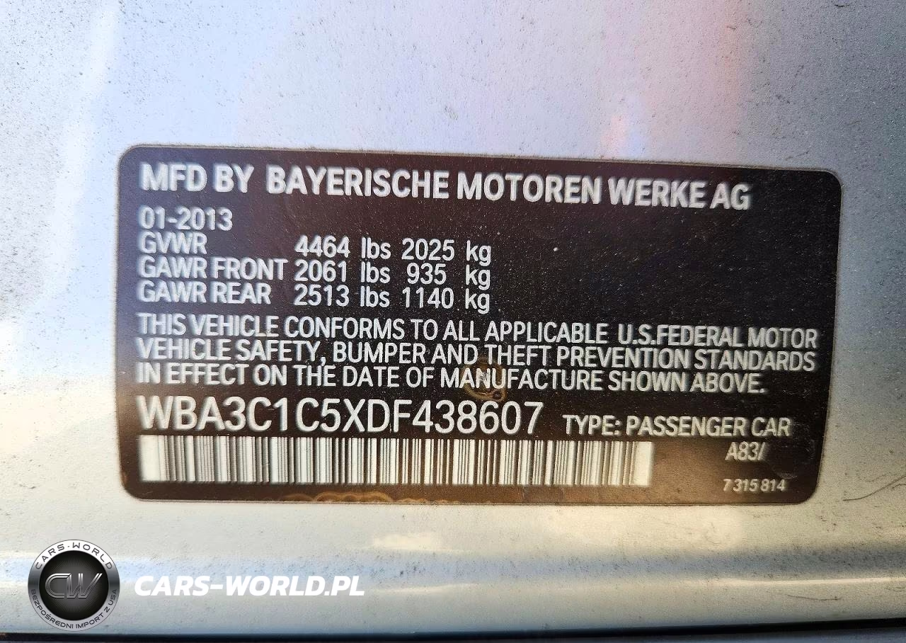 2013 BMW 328 I Sulev VIN:WBA3C1C5XDF438607 - 12