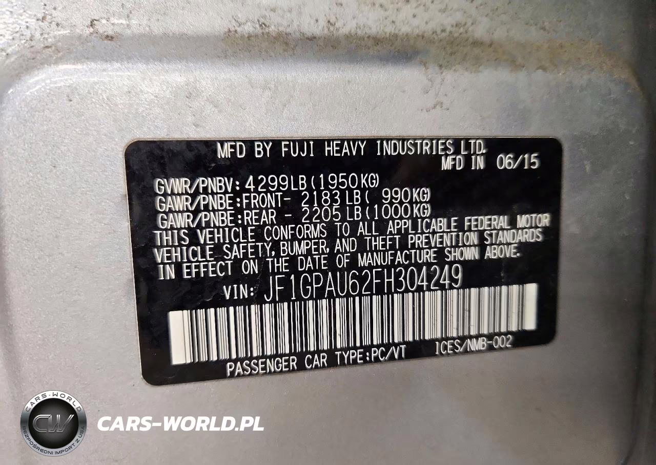 2015 Subaru Impreza Sport VIN:JF1GPAU62FH304249 - 14