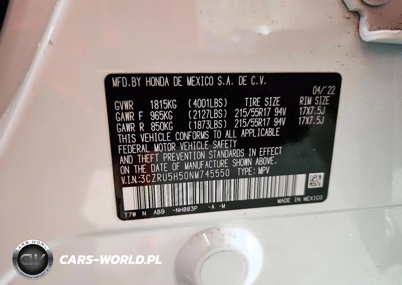 2022 Honda Hr-V Ex VIN:3CZRU5H50NM745550 - 13