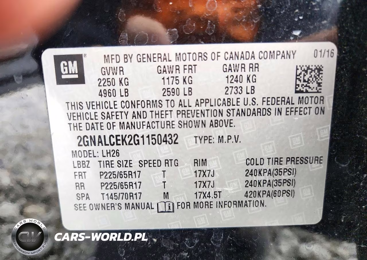 2016 Chevrolet Equinox Lt VIN:2GNALCEK2G1150432 - 14