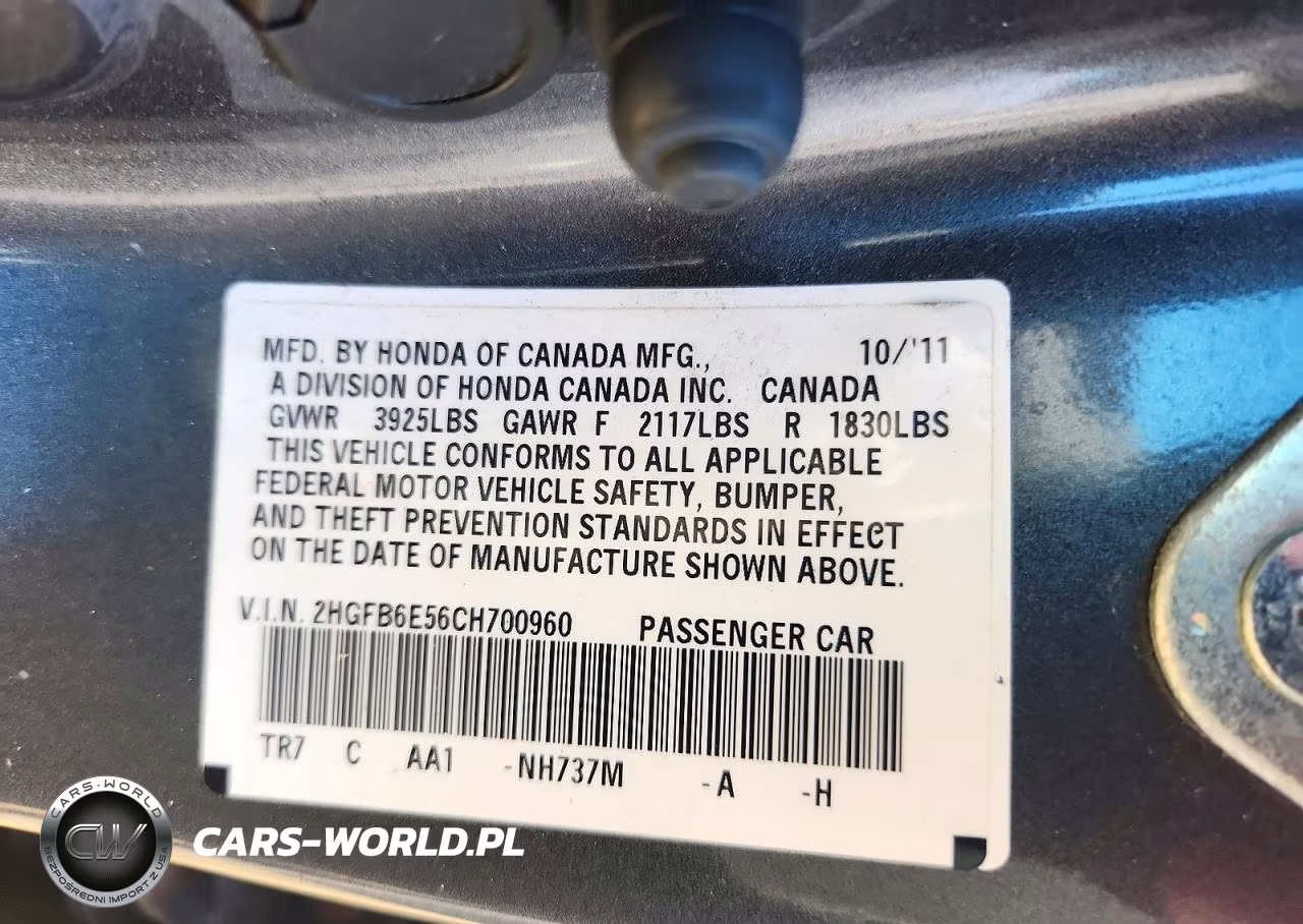 2012 Honda Civic Si VIN:2HGFB6E56CH700960 - 12