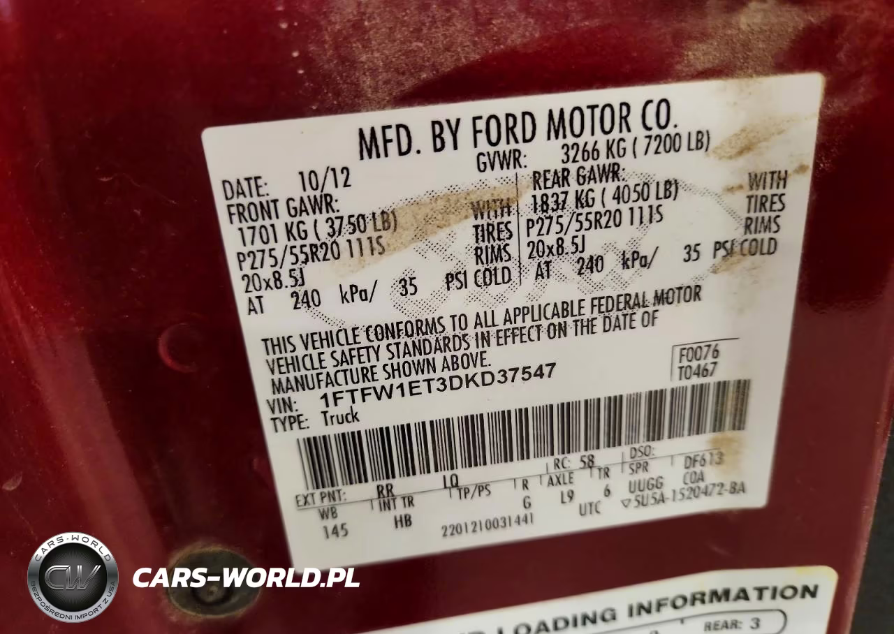 2013 Ford F150 Supercrew VIN:1FTFW1ET3DKD37547 - 12